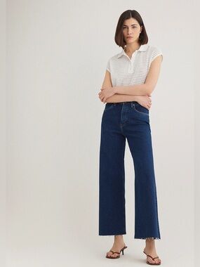 Mavi Paloma High Rise Wide Leg Raw Hem Loose Fit Women's Jeans | Size: 27